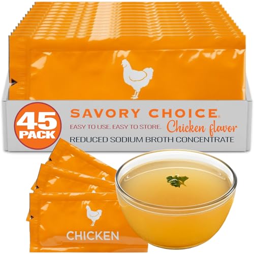Savory Choice Reduced Sodium Chicken Broth Concentrate, 45 Packets